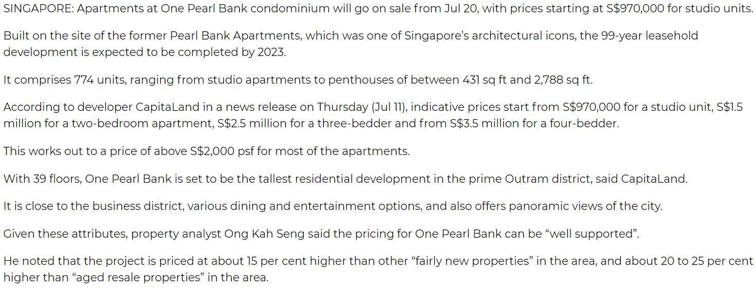 One-Pearl-Bank-condominium-to-go-on-sale-with-prices-starting-at-S$970,000-singapore